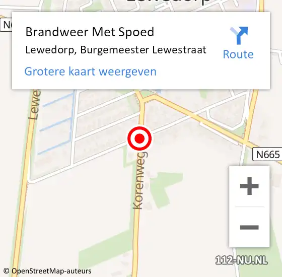Locatie op kaart van de 112 melding: Brandweer Met Spoed Naar Lewedorp, Burgemeester Lewestraat op 6 januari 2020 17:43