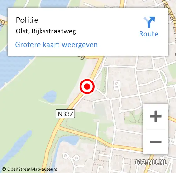 Locatie op kaart van de 112 melding: Politie Olst, Rijksstraatweg op 6 januari 2020 17:44
