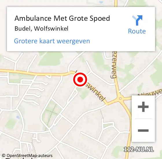 Locatie op kaart van de 112 melding: Ambulance Met Grote Spoed Naar Budel, Wolfswinkel op 6 januari 2020 18:57