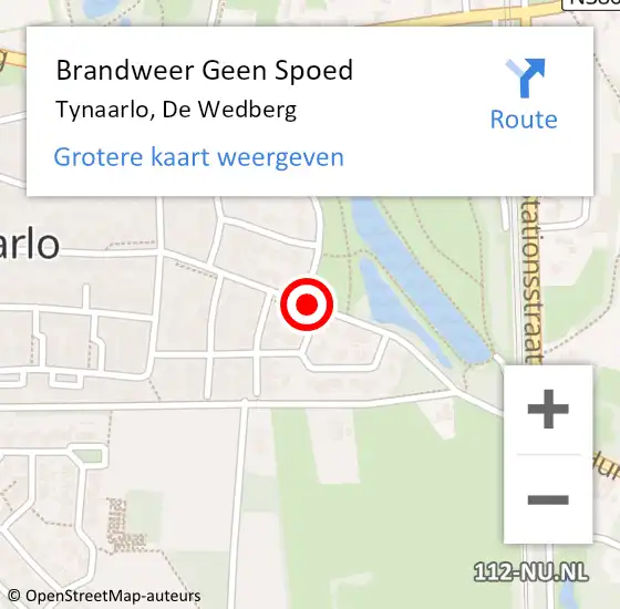 Locatie op kaart van de 112 melding: Brandweer Geen Spoed Naar Tynaarlo, De Wedberg op 6 januari 2020 19:07