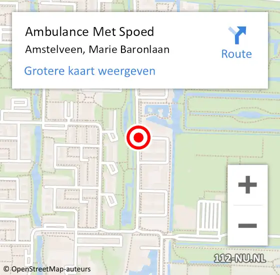 Locatie op kaart van de 112 melding: Ambulance Met Spoed Naar Amstelveen, Marie Baronlaan op 6 januari 2020 20:41