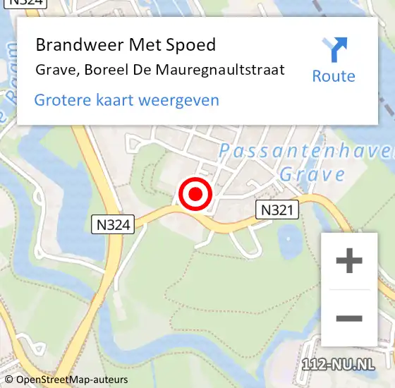 Locatie op kaart van de 112 melding: Brandweer Met Spoed Naar Grave, Boreel De Mauregnaultstraat op 6 januari 2020 20:55