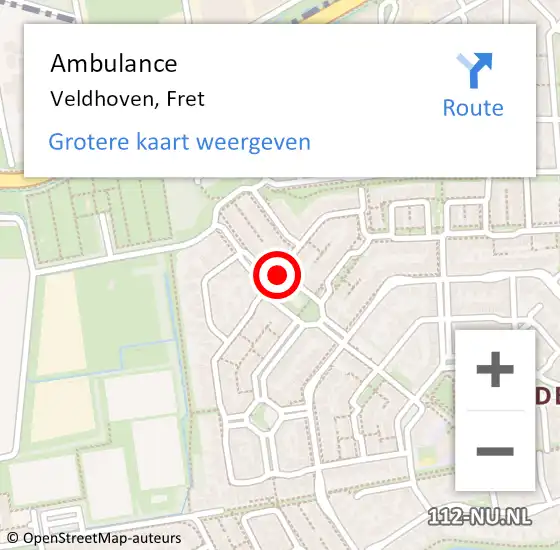 Locatie op kaart van de 112 melding: Ambulance Veldhoven, Fret op 6 januari 2020 22:10