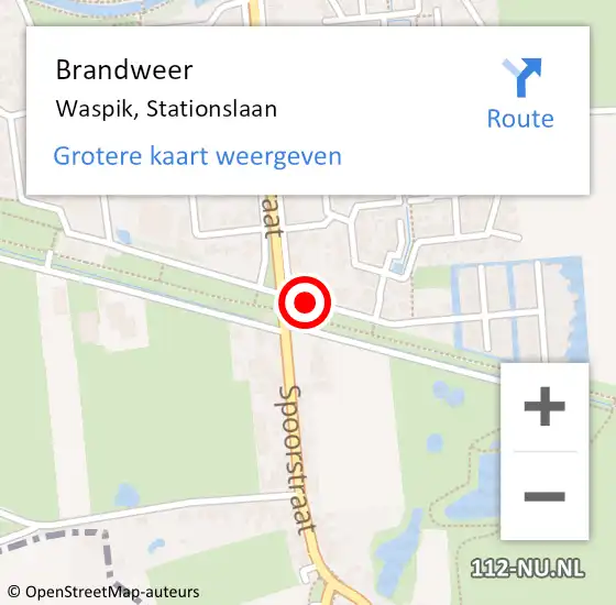 Locatie op kaart van de 112 melding: Brandweer Waspik, Stationslaan op 6 januari 2020 22:46