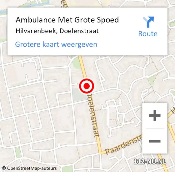 Locatie op kaart van de 112 melding: Ambulance Met Grote Spoed Naar Hilvarenbeek, Doelenstraat op 6 januari 2020 23:49