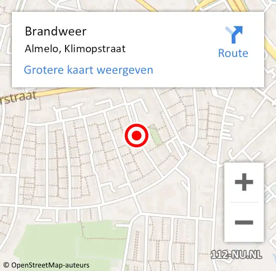 Locatie op kaart van de 112 melding: Brandweer Almelo, Klimopstraat op 7 januari 2020 00:43