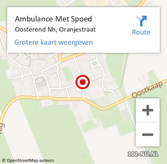 Locatie op kaart van de 112 melding: Ambulance Met Spoed Naar Oosterend Nh, Oranjestraat op 7 januari 2020 00:45