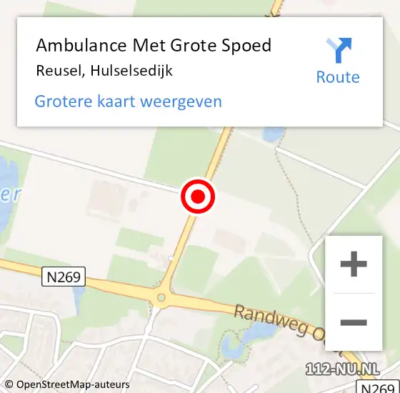 Locatie op kaart van de 112 melding: Ambulance Met Grote Spoed Naar Reusel, Hulselsedijk op 7 januari 2020 02:37