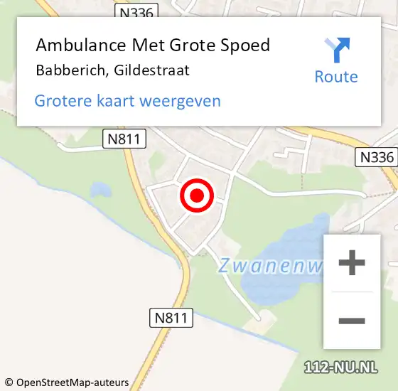 Locatie op kaart van de 112 melding: Ambulance Met Grote Spoed Naar Babberich, Gildestraat op 7 januari 2020 04:05