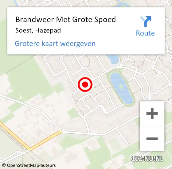 Locatie op kaart van de 112 melding: Brandweer Met Grote Spoed Naar Soest, Hazepad op 7 januari 2020 05:51