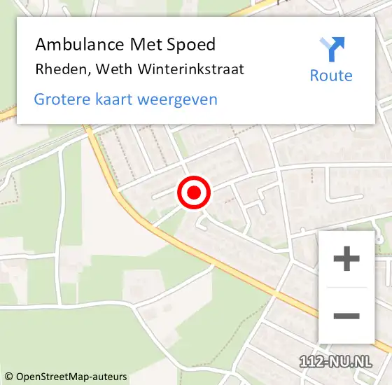 Locatie op kaart van de 112 melding: Ambulance Met Spoed Naar Rheden, Weth Winterinkstraat op 7 januari 2020 06:25