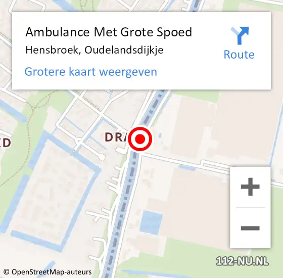 Locatie op kaart van de 112 melding: Ambulance Met Grote Spoed Naar Hensbroek, Oudelandsdijkje op 7 januari 2020 06:56