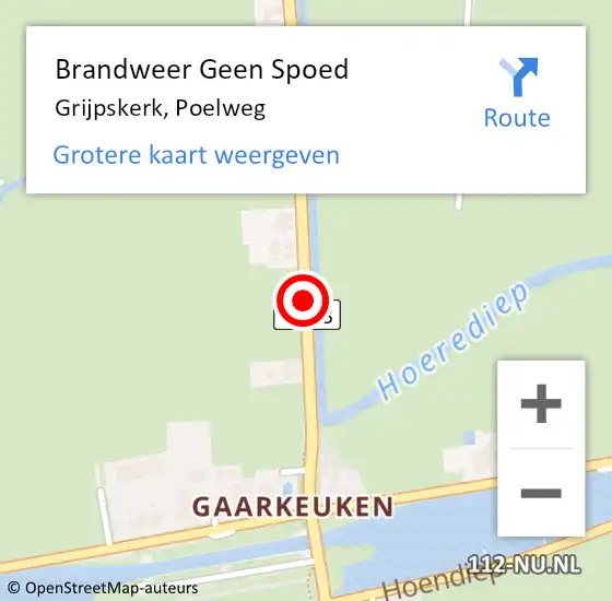 Locatie op kaart van de 112 melding: Brandweer Geen Spoed Naar Grijpskerk, Poelweg op 7 januari 2020 07:43