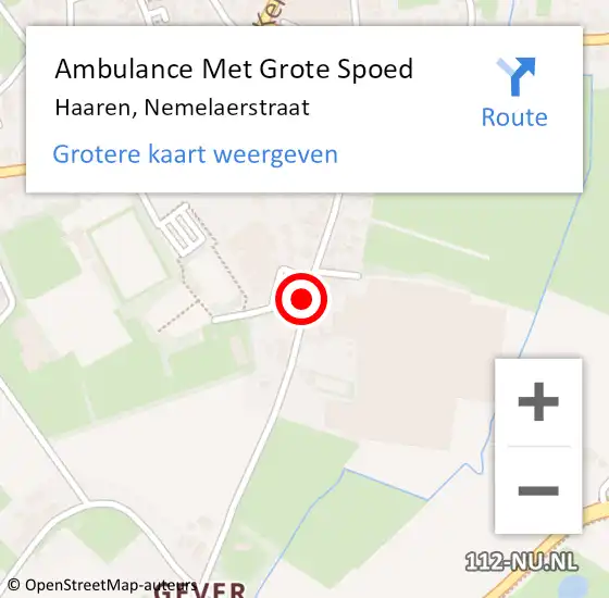 Locatie op kaart van de 112 melding: Ambulance Met Grote Spoed Naar Haaren, Nemelaerstraat op 7 januari 2020 08:19