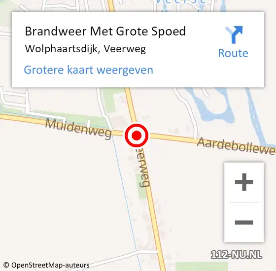 Locatie op kaart van de 112 melding: Brandweer Met Grote Spoed Naar Wolphaartsdijk, Veerweg op 7 januari 2020 09:25