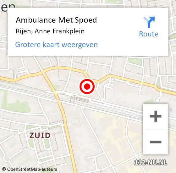 Locatie op kaart van de 112 melding: Ambulance Met Spoed Naar Rijen, Anne Frankplein op 7 januari 2020 09:34