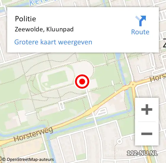 Locatie op kaart van de 112 melding: Politie Zeewolde, Kluunpad op 7 januari 2020 11:27