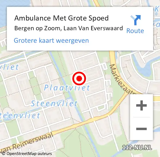 Locatie op kaart van de 112 melding: Ambulance Met Grote Spoed Naar Bergen op Zoom, Laan Van Everswaard op 7 januari 2020 12:23