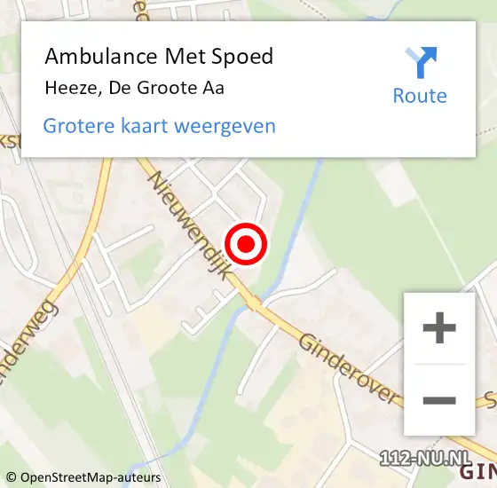 Locatie op kaart van de 112 melding: Ambulance Met Spoed Naar Heeze, De Groote Aa op 7 januari 2020 12:25