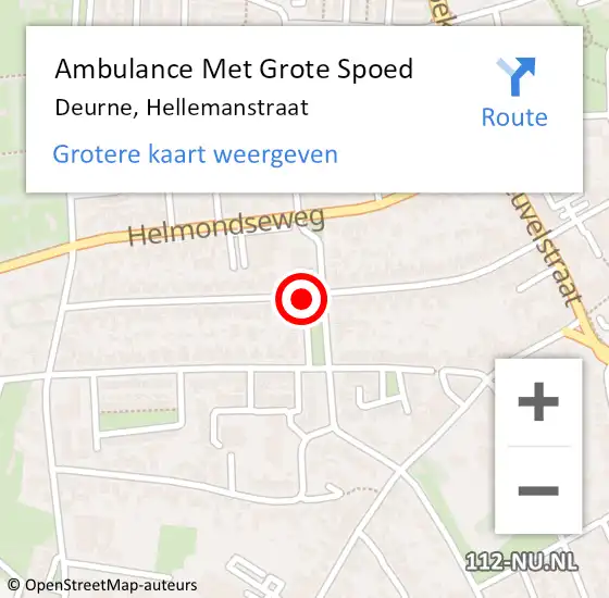 Locatie op kaart van de 112 melding: Ambulance Met Grote Spoed Naar Deurne, Hellemanstraat op 7 januari 2020 13:05