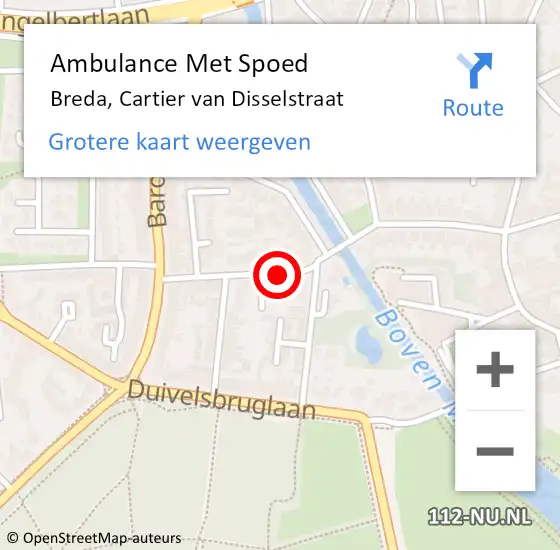 Locatie op kaart van de 112 melding: Ambulance Met Spoed Naar Breda, Cartier Van Disselstraat op 7 januari 2020 13:09