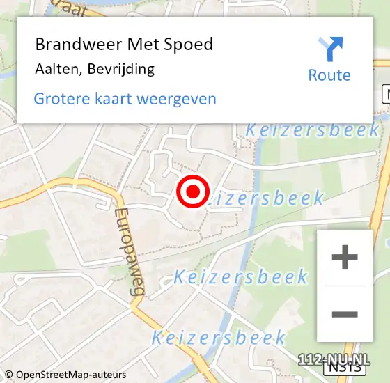 Locatie op kaart van de 112 melding: Brandweer Met Spoed Naar Aalten, Bevrijding op 7 januari 2020 13:18