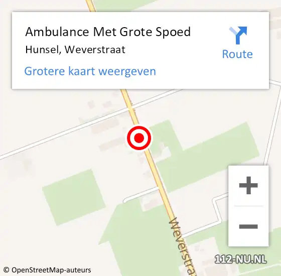 Locatie op kaart van de 112 melding: Ambulance Met Grote Spoed Naar Hunsel, Weverstraat op 7 januari 2020 14:14