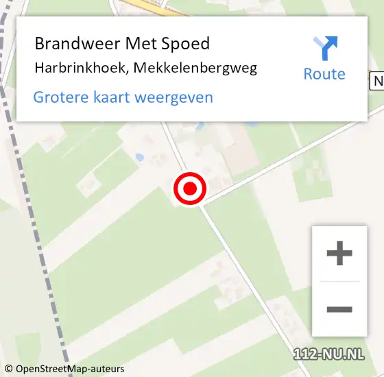 Locatie op kaart van de 112 melding: Brandweer Met Spoed Naar Harbrinkhoek, Mekkelenbergweg op 7 januari 2020 15:01