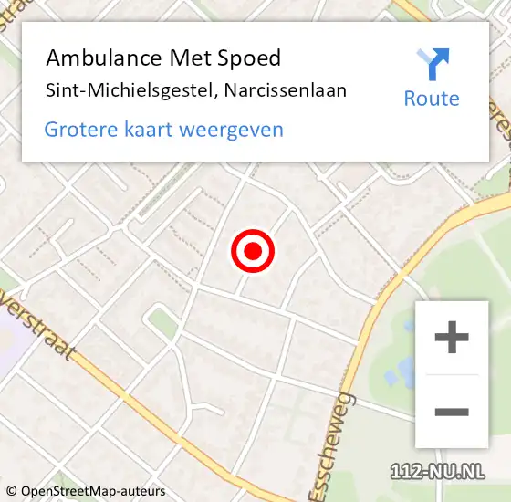 Locatie op kaart van de 112 melding: Ambulance Met Spoed Naar Sint-Michielsgestel, Narcissenlaan op 7 januari 2020 15:18