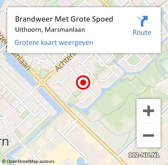 Locatie op kaart van de 112 melding: Brandweer Met Grote Spoed Naar Uithoorn, Marsmanlaan op 7 januari 2020 16:03