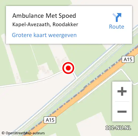 Locatie op kaart van de 112 melding: Ambulance Met Spoed Naar Kapel-Avezaath, Roodakker op 7 januari 2020 16:30