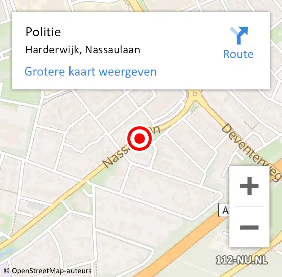 Locatie op kaart van de 112 melding: Politie Harderwijk, Nassaulaan op 7 januari 2020 16:36