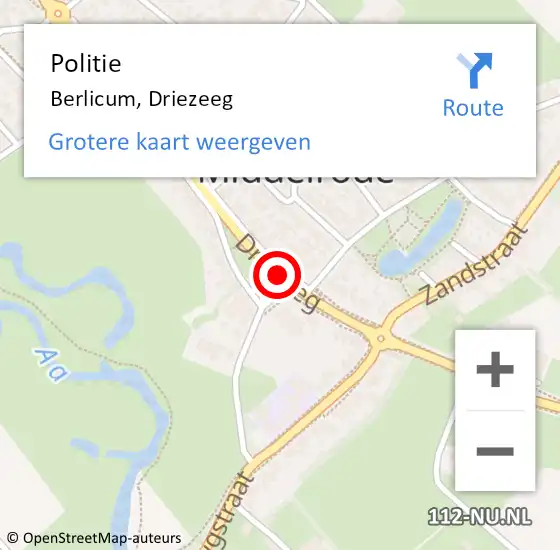 Locatie op kaart van de 112 melding: Politie Berlicum, Driezeeg op 7 januari 2020 17:48