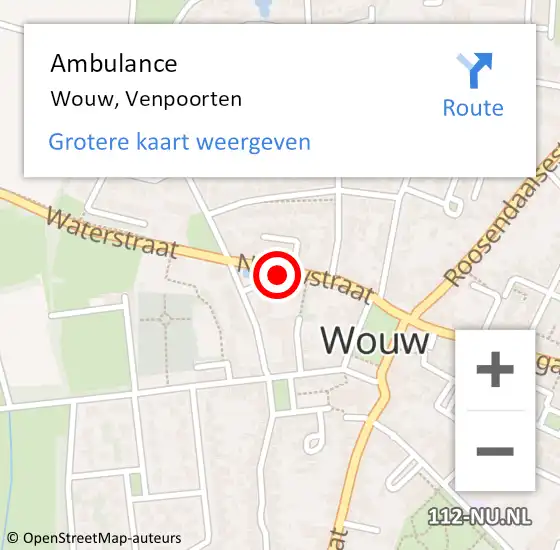 Locatie op kaart van de 112 melding: Ambulance Wouw, Venpoorten op 7 januari 2020 18:02