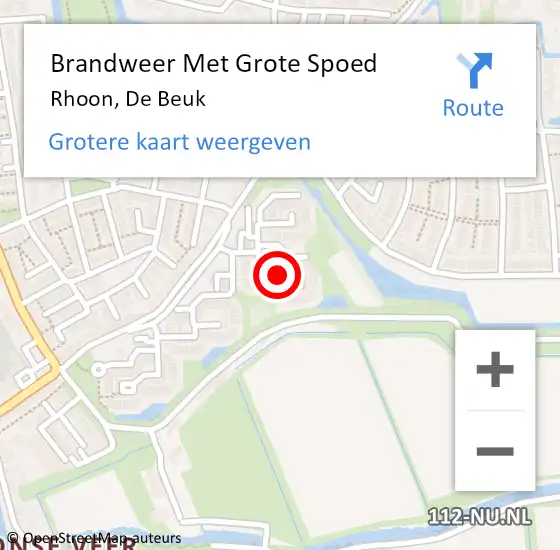 Locatie op kaart van de 112 melding: Brandweer Met Grote Spoed Naar Rhoon, De Beuk op 7 januari 2020 20:44