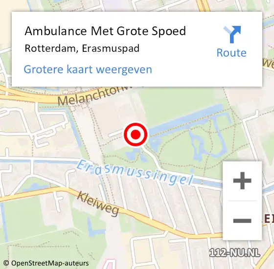 Locatie op kaart van de 112 melding: Ambulance Met Grote Spoed Naar Rotterdam, Erasmuspad op 7 januari 2020 21:18