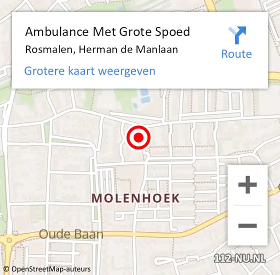 Locatie op kaart van de 112 melding: Ambulance Met Grote Spoed Naar Rosmalen, Herman de Manlaan op 25 april 2014 01:21