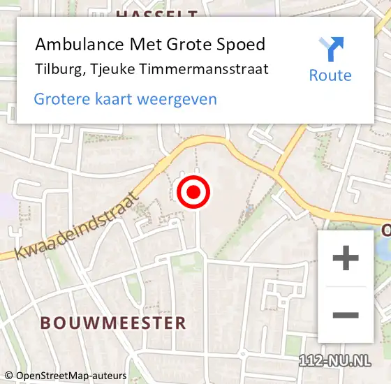 Locatie op kaart van de 112 melding: Ambulance Met Grote Spoed Naar Tilburg, Tjeuke Timmermansstraat op 7 januari 2020 21:34