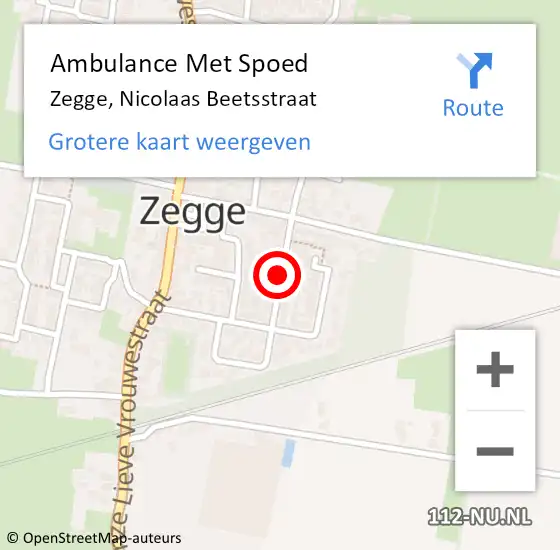 Locatie op kaart van de 112 melding: Ambulance Met Spoed Naar Zegge, Nicolaas Beetsstraat op 7 januari 2020 23:09