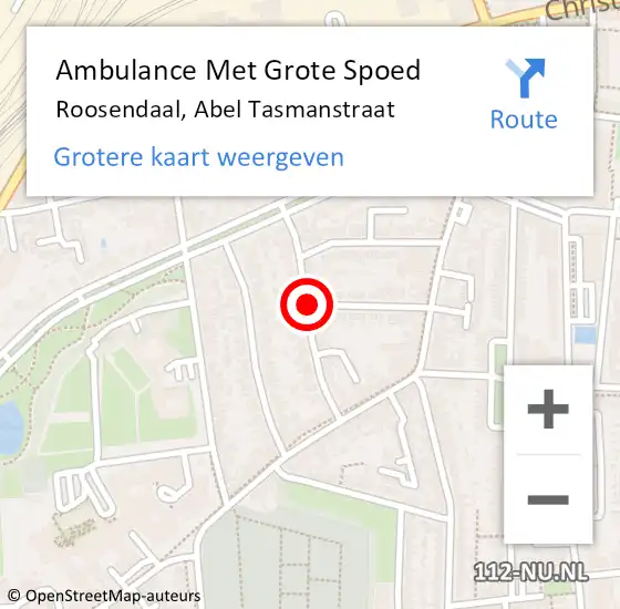 Locatie op kaart van de 112 melding: Ambulance Met Grote Spoed Naar Roosendaal, Abel Tasmanstraat op 7 januari 2020 23:20