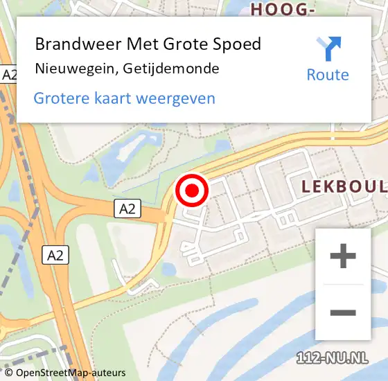 Locatie op kaart van de 112 melding: Brandweer Met Grote Spoed Naar Nieuwegein, Getijdemonde op 8 januari 2020 00:50