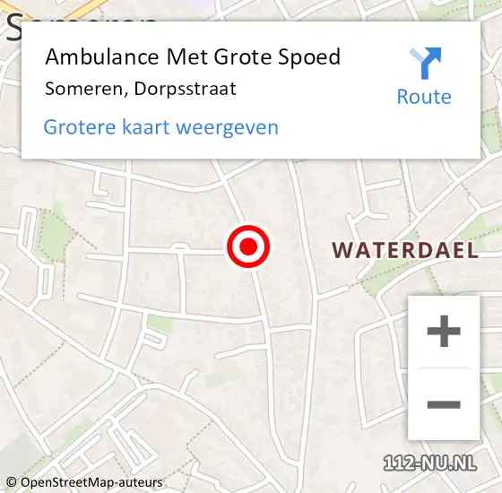 Locatie op kaart van de 112 melding: Ambulance Met Grote Spoed Naar Someren, Dorpsstraat op 8 januari 2020 07:51