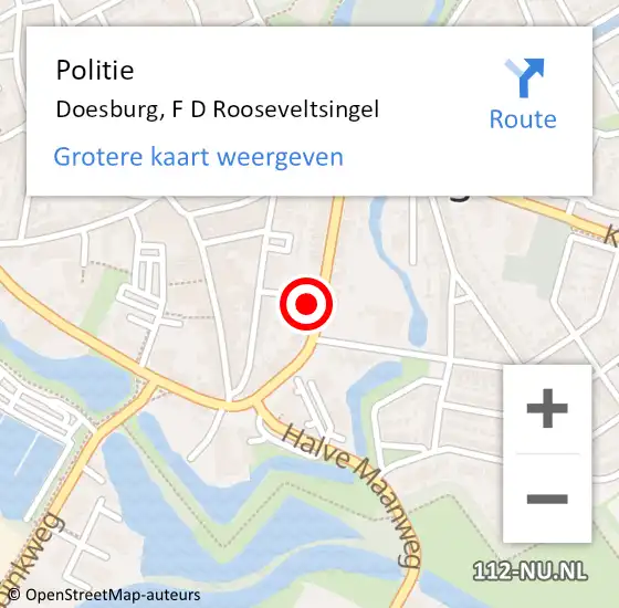 Locatie op kaart van de 112 melding: Politie Doesburg, F D Rooseveltsingel op 8 januari 2020 08:27