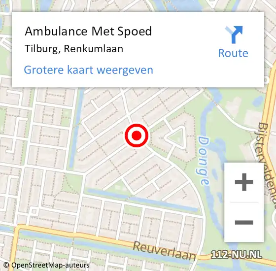 Locatie op kaart van de 112 melding: Ambulance Met Spoed Naar Tilburg, Renkumlaan op 8 januari 2020 08:53