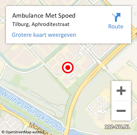 Locatie op kaart van de 112 melding: Ambulance Met Spoed Naar Tilburg, Aphroditestraat op 8 januari 2020 09:23