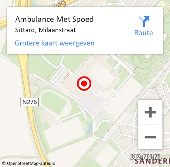 Locatie op kaart van de 112 melding: Ambulance Met Spoed Naar Sittard, Milaanstraat op 8 januari 2020 09:24