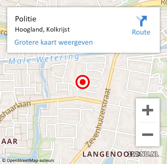 Locatie op kaart van de 112 melding: Politie Hoogland, Kolkrijst op 8 januari 2020 09:55