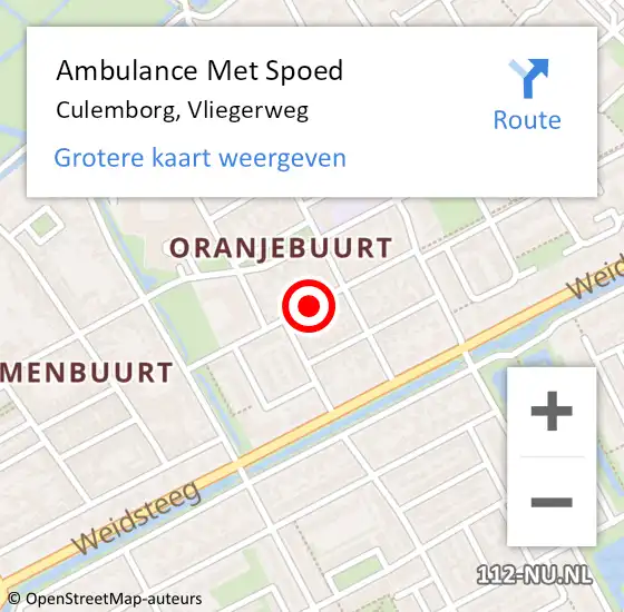 Locatie op kaart van de 112 melding: Ambulance Met Spoed Naar Culemborg, Vliegerweg op 8 januari 2020 10:10