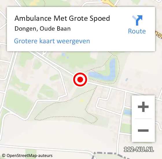 Locatie op kaart van de 112 melding: Ambulance Met Grote Spoed Naar Dongen, Oude Baan op 8 januari 2020 10:14