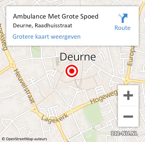 Locatie op kaart van de 112 melding: Ambulance Met Grote Spoed Naar Deurne, Raadhuisstraat op 8 januari 2020 10:26